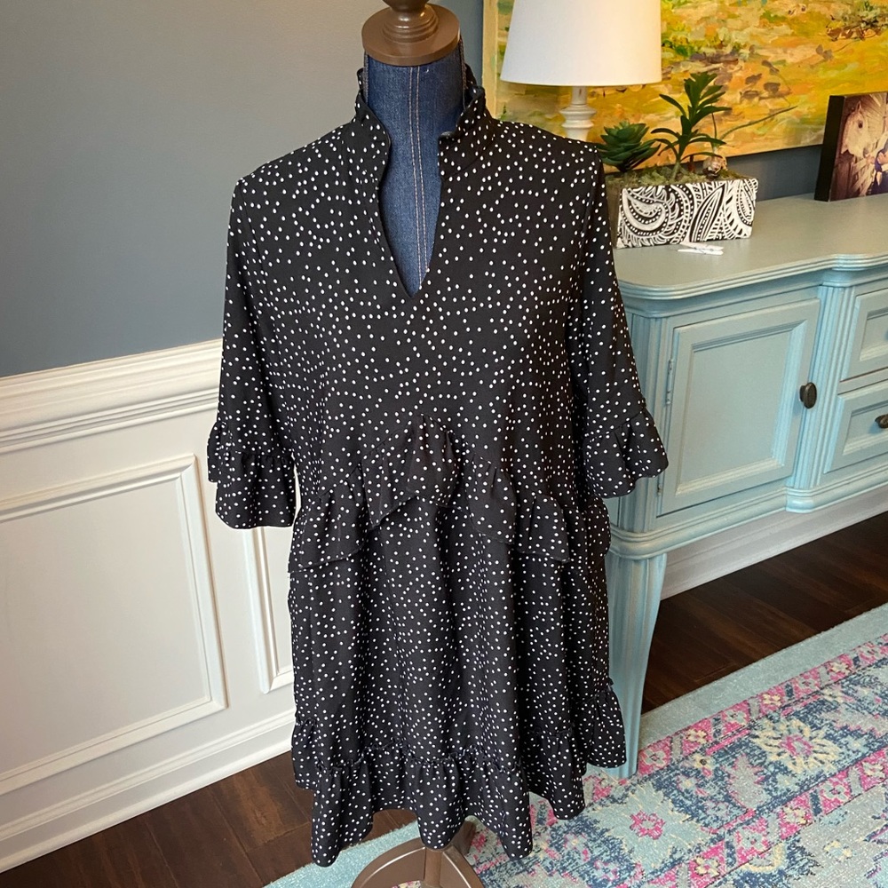 Ruffle & Pocket Dot Maternity tunic top Sz Large